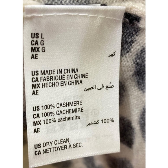 100% Cashmere Charter Club Luxury Zebra Cheetah Animal Print Crewneck Sweater - Picture 5 of 6